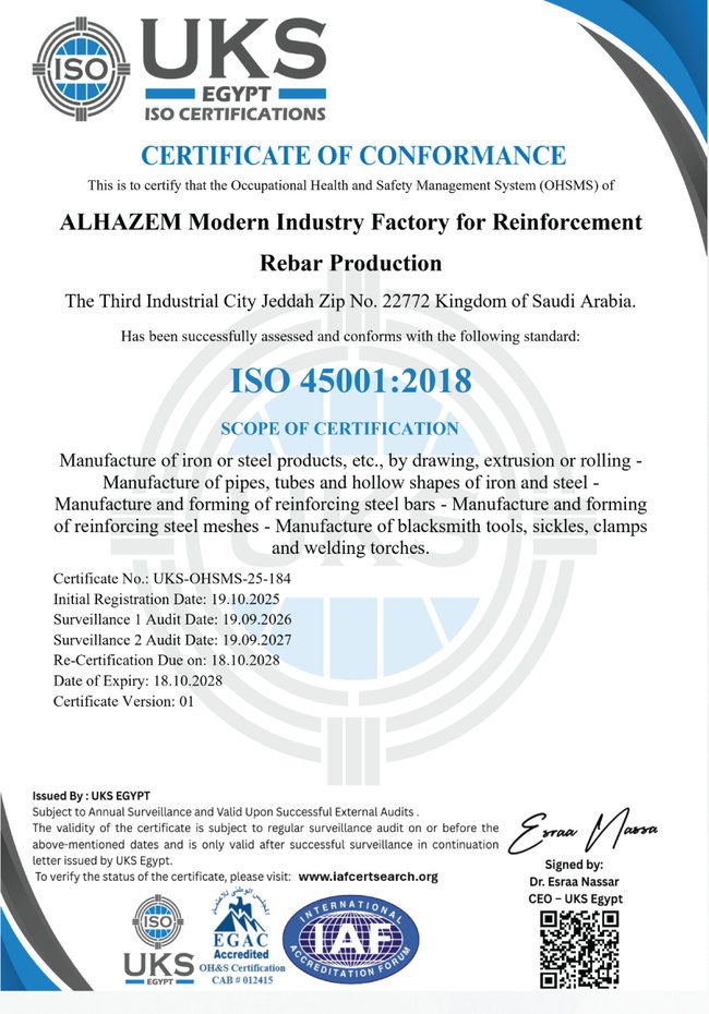 ISO 45001 certificate