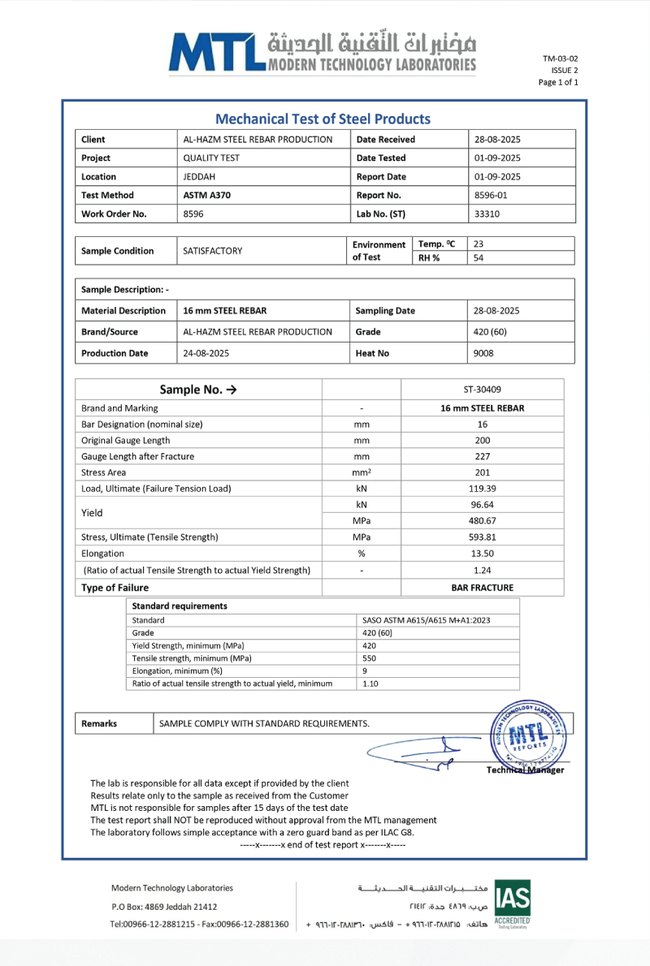 Mechanical test report